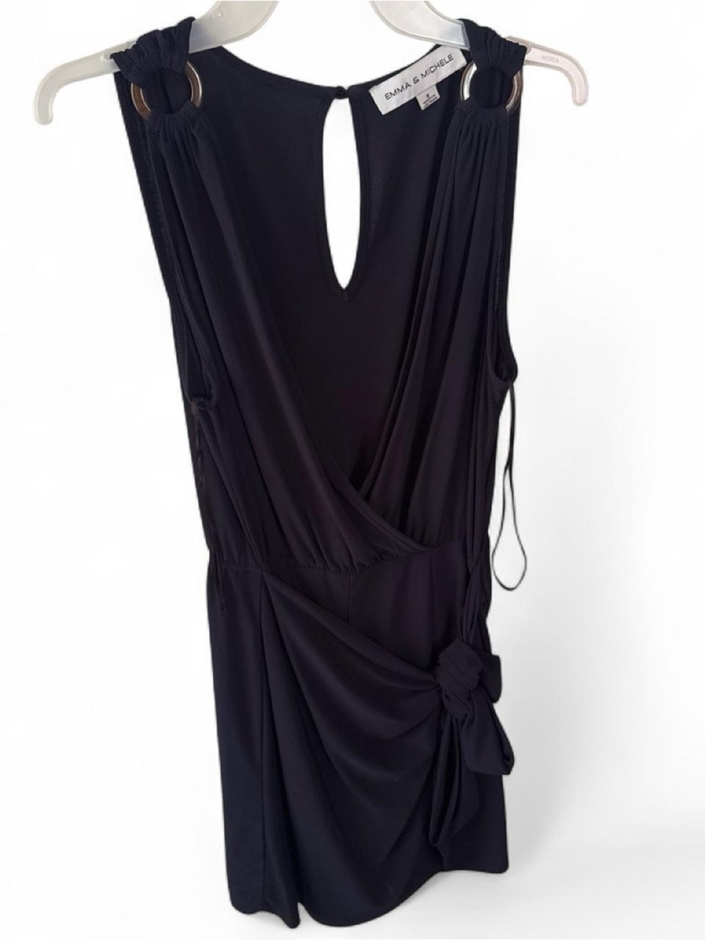 Emma & Michele Black Sleeveless Mini Dress with Side Knot
